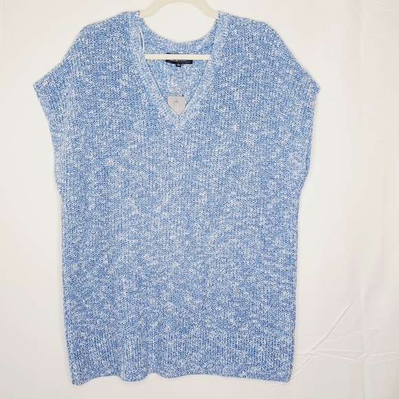 NWT Jones New York Knit Sweater Vest Size 1X V-Neck Cotton Linen Blue Pullover - Picture 10 of 10